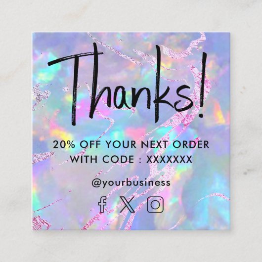 ジェムストーンopalテクスチャ割引カード スクエア名刺 (正面)