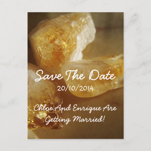 ジェム大切ストーンフォトウェディング日付を保存 案内ポストカード (正面)