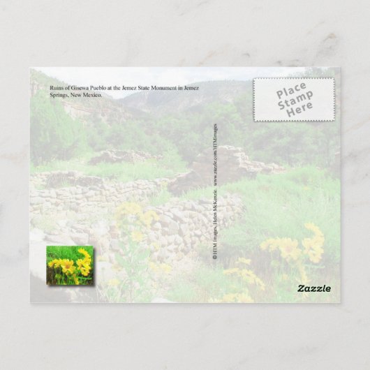 ジェメスプエブロ遺跡,ジェメズ州記念碑, NM ポストカード (裏面)
