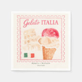 ジェラート イタリア スタンプ | イタリアン ウェディング バー スタンダードカクテルナプキン (正面)