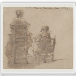 ジェラード・ター・ボルチ – 女性と子供がレースを作る シール