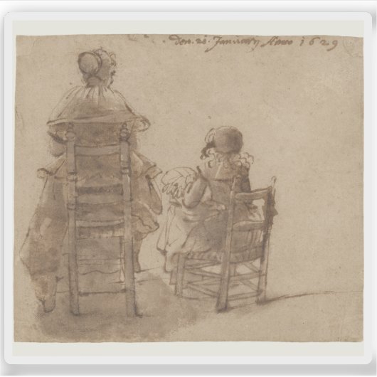 ジェラード・ター・ボルチ – 女性と子供がレースを作る シール (正面)