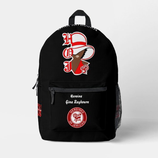 ジェリコのヒロインHOJバックパックパーソナライズされた プリントバックパック (正面)