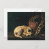 ジェリットドゥテラコッタポットと眠る犬 ポストカード (正面/裏面)