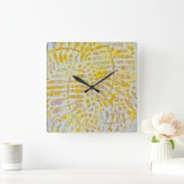 ジェリプリントゴールデン葉ズ スクエア壁時計 (ホーム)