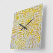 ジェリプリントゴールデン葉ズ スクエア壁時計 (傾斜)