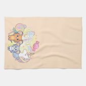 ジェリーとタフィーが咲くアニメの魔法のキャンディランド キッチンタオル (横)