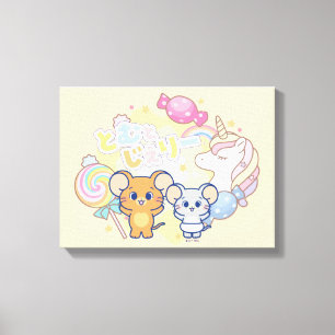 ジェリーとタフィーが咲くアニメの魔法のキャンディランド キャンバスプリント