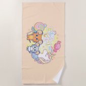 ジェリーとタフィーが咲くアニメの魔法のキャンディランド ビーチタオル (正面)