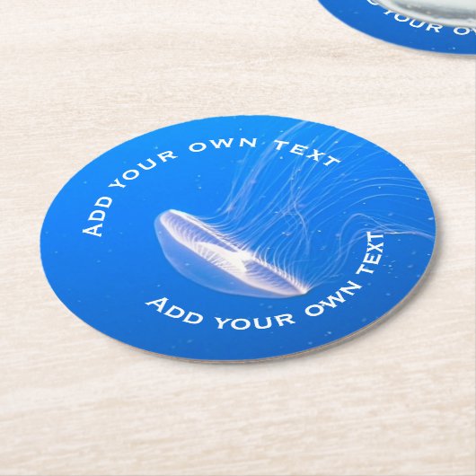 ジェリーテンタクルブライトブルーシーカスタム文字 ラウンドペーパーコースター (アングル)