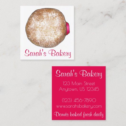 ジェリードーナツベーカリーベークショップベイカーフード スクエア名刺 (正面/裏面)
