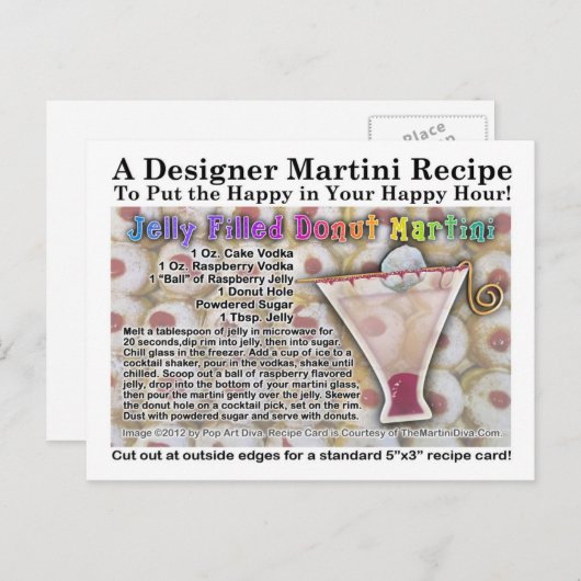 ジェリーフィルドナットマルティーニレシピはがき ポストカード (正面/裏面)