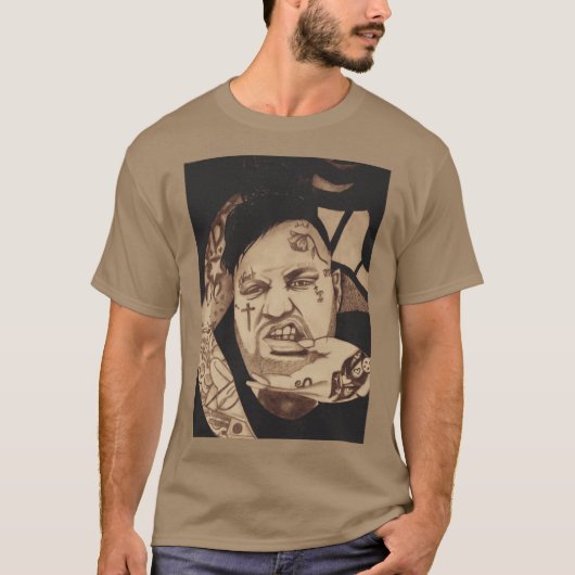 ジェリーロールの手描きポートレート レトロ Tシャツ (正面)