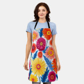 ジェルカラフルベラデイジーフローラ エプロン (着用した状態)