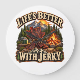 ジェルキーとキャンプでより楽しい人生 ラージ壁時計