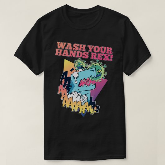 ジェルズに襲われたおもしろいお手を洗え Tシャツ (デザイン正面)