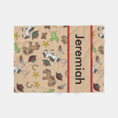 ジェレミアのパーソナライズなカウボーイ毛布 フリースブランケット (正面(横))