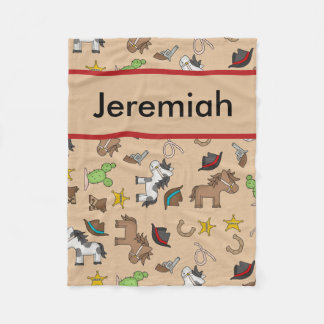 ジェレミアのパーソナライズなカウボーイ毛布 フリースブランケット