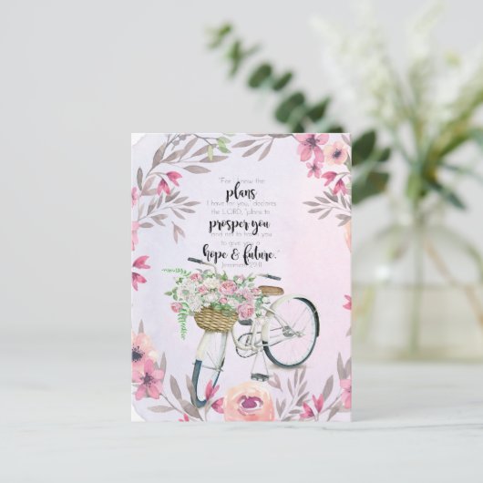 ジェレミアの29:11の感動的な自転車 ポストカード (スタンド正面)