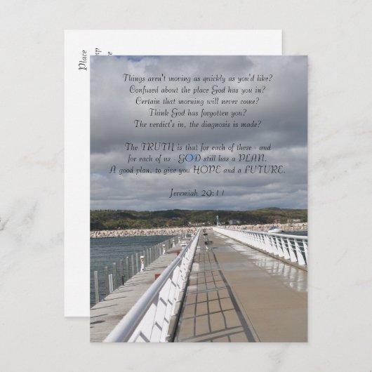 ジェレミアの29:11の感動的な郵便はがき 案内ポストカード (正面/裏面)