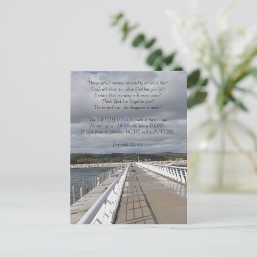 ジェレミアの29:11の感動的な郵便はがき 案内ポストカード (スタンド正面)