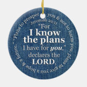 ジェレミアの29:11私は計画の聖書の詩のデニムを知っています セラミックオーナメント (裏面)