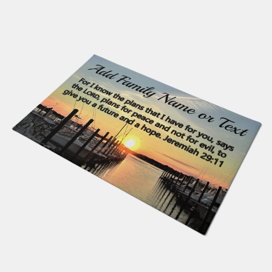 ジェレミア湖の夕日29時11パーソナライズされた分 ドアマット (アングル)