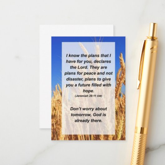 ジェレミア29:11私はあなたのための計画を知っている エンクロージャーカード (正面/裏面インサイチュ)