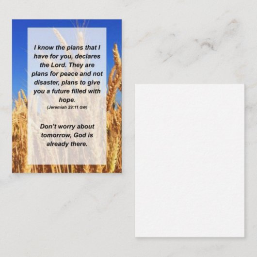 ジェレミア29:11私はあなたのための計画を知っている エンクロージャーカード (正面/裏面)