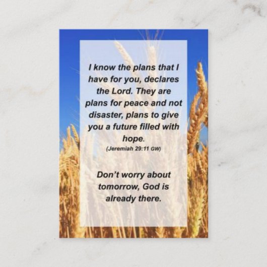 ジェレミア29:11私はあなたのための計画を知っている エンクロージャーカード (正面)
