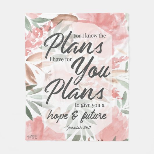 ジェレミア29:11聖なる書物、 経典:GraphicLoveShop フリースブランケット (正面)