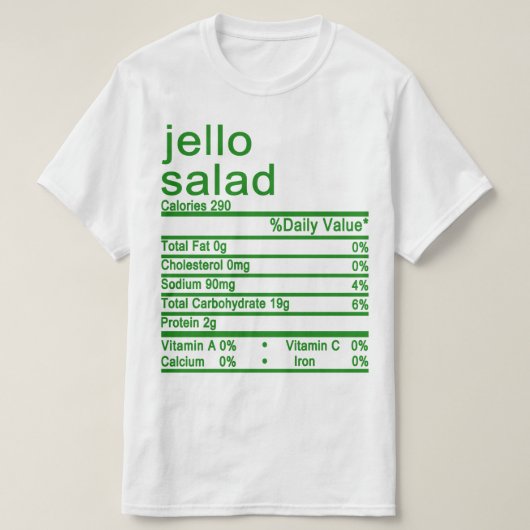 ジェロサラダ栄養ファクトラベル Tシャツ (デザイン正面)