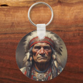 ジェロニモインディアンチーフウォリアーポートレート キーホルダー (正面)