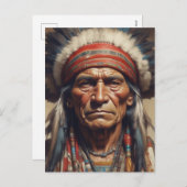 ジェロニモインディアンチーフウォリアーポートレート シーズンポストカード (正面/裏面)