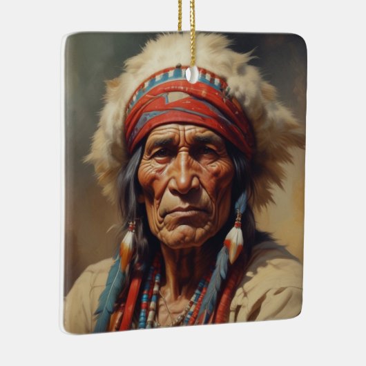 ジェロニモインディアンチーフウォリアーポートレート セラミックオーナメント (右)