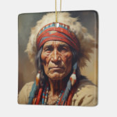ジェロニモインディアンチーフウォリアーポートレート セラミックオーナメント (左)