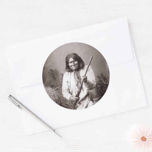 ジェロニモヴィンテージインディアンウォリアクラシックーラウンドスティック ラウンドシール (封筒)