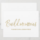 ジェンガ ウェディング サイン 「思い出を築く」| スタイリッシュ ゴールド 招待状 (正面/裏面)