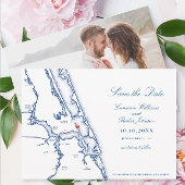 ジェンセンビーチFLマップエレガントネイビーブルー結婚ズ セーブザデート