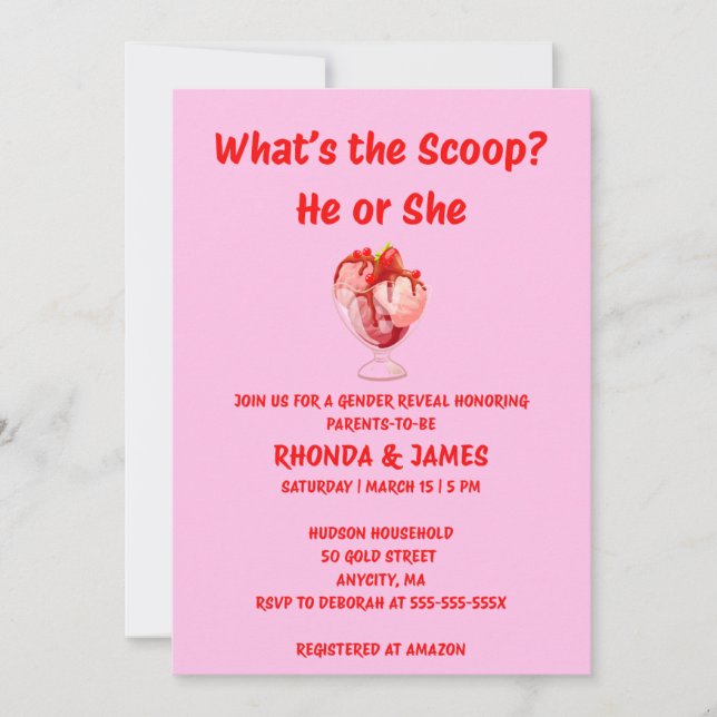 ジェンダーお披露目招待状 What's the Scoop (正面)