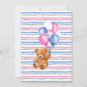 ジェンダーがクマのピンクと青の風船を明らかにする 招待状 (裏面)