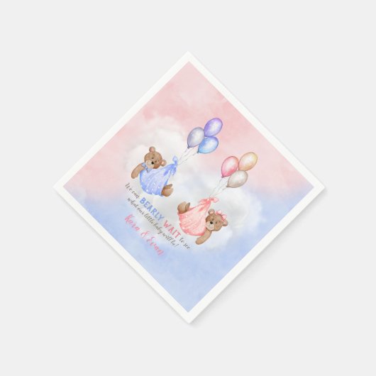 ジェンダーがクマのピンク色を明らかにするのを待つことができる スタンダードカクテルナプキン (角)