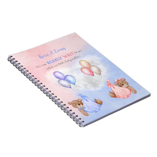 ジェンダーがクマのピンク色を明らかにするのを待つことができる ノートブック (右側)