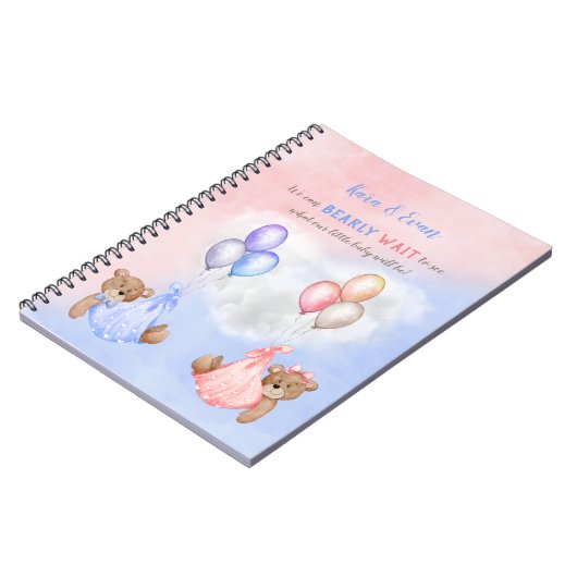 ジェンダーがクマのピンク色を明らかにするのを待つことができる ノートブック (左側)