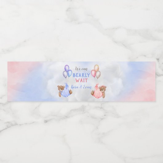 ジェンダーがクマのピンク色を明らかにするのを待つことができる ペットボトルラベル (シングルラベル)