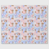 ジェンダーがクマのピンク色を明らかにするのを待つことができる ラッピングペーパー (フラット)