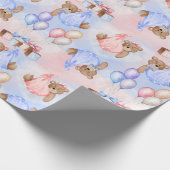 ジェンダーがクマのピンク色を明らかにするのを待つことができる ラッピングペーパー (角)