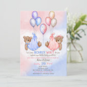 ジェンダーがクマのピンク色を明らかにするのを待つことができる 招待状 (スタンド正面)