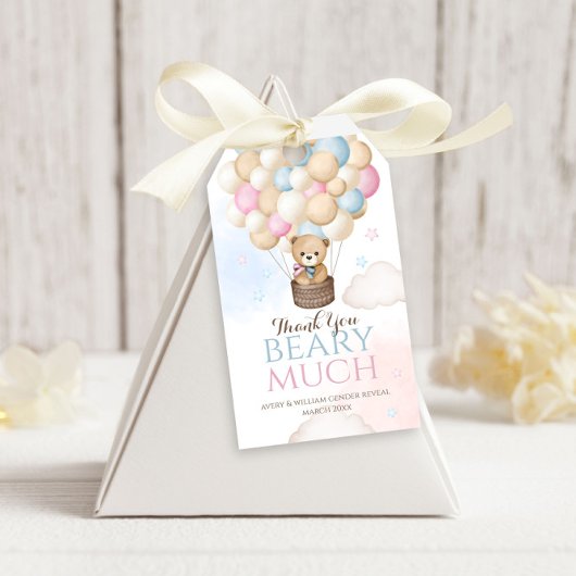 ジェンダーがクマの赤ちゃんシャワーを明らかにするのを待つことができる ギフトタグ