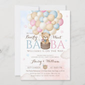 ジェンダーがクマの赤ちゃんシャワーを明らかにするのを待つことができる 招待状 (正面)